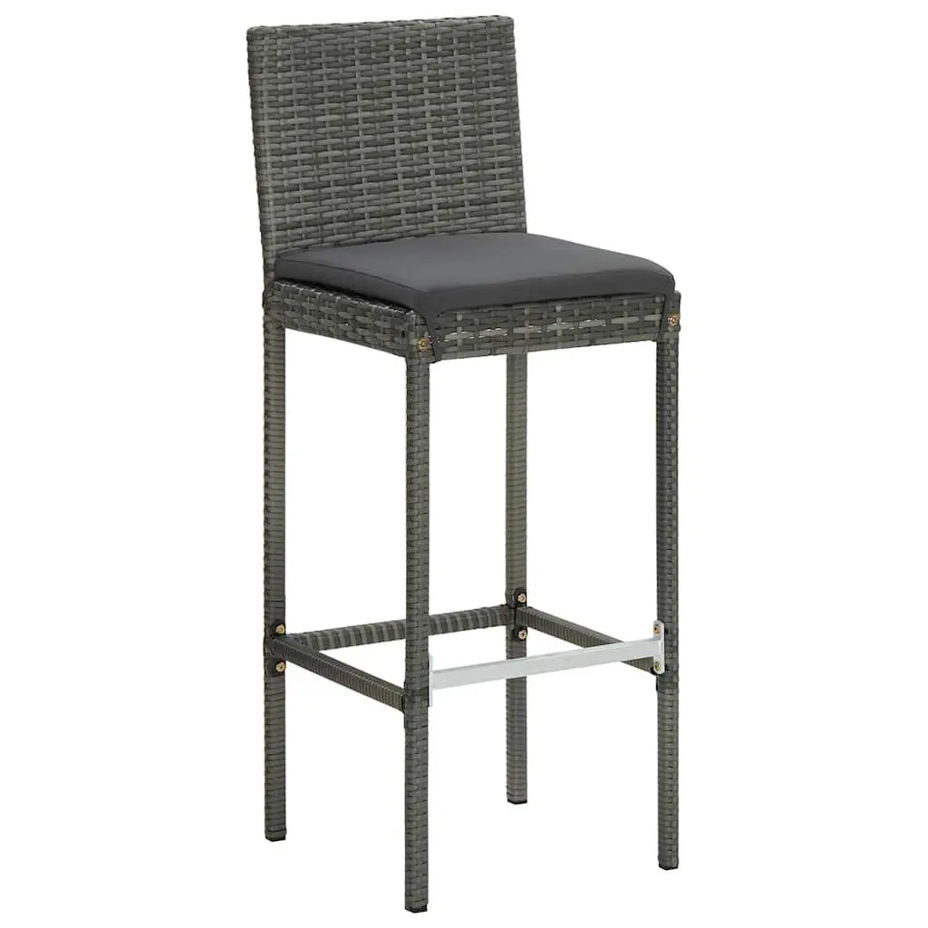 7 Piece Outdoor Bar Set with Cushions Poly Rattan Garden Bar Table Stools Grey