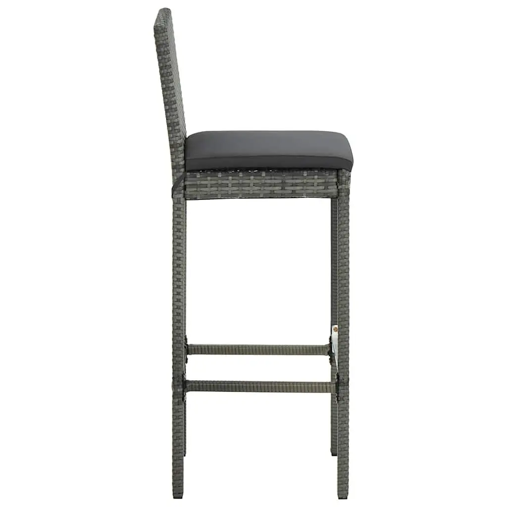 7 Piece Outdoor Bar Set with Cushions Poly Rattan Garden Bar Table Stools Grey