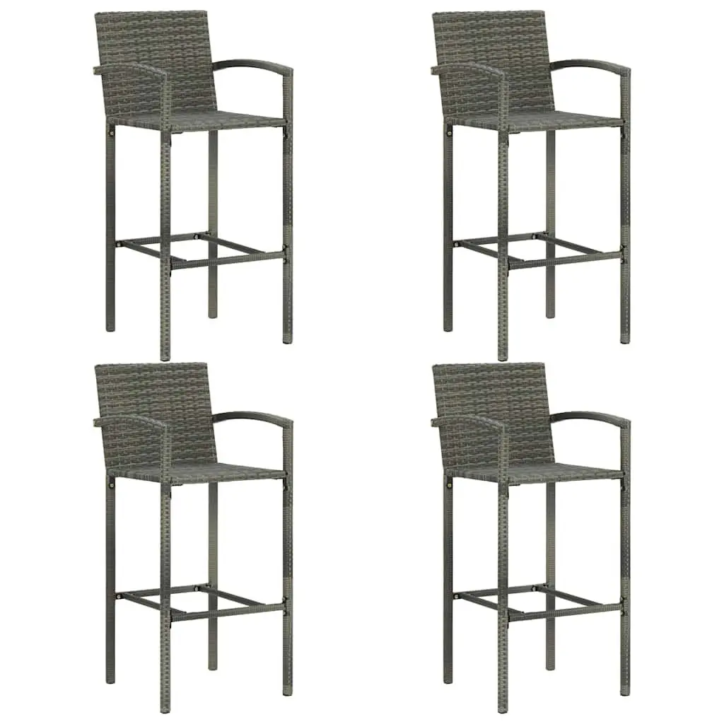 Outdoor Bar Set Garden Patio 5 Piece Grey Poly Rattan