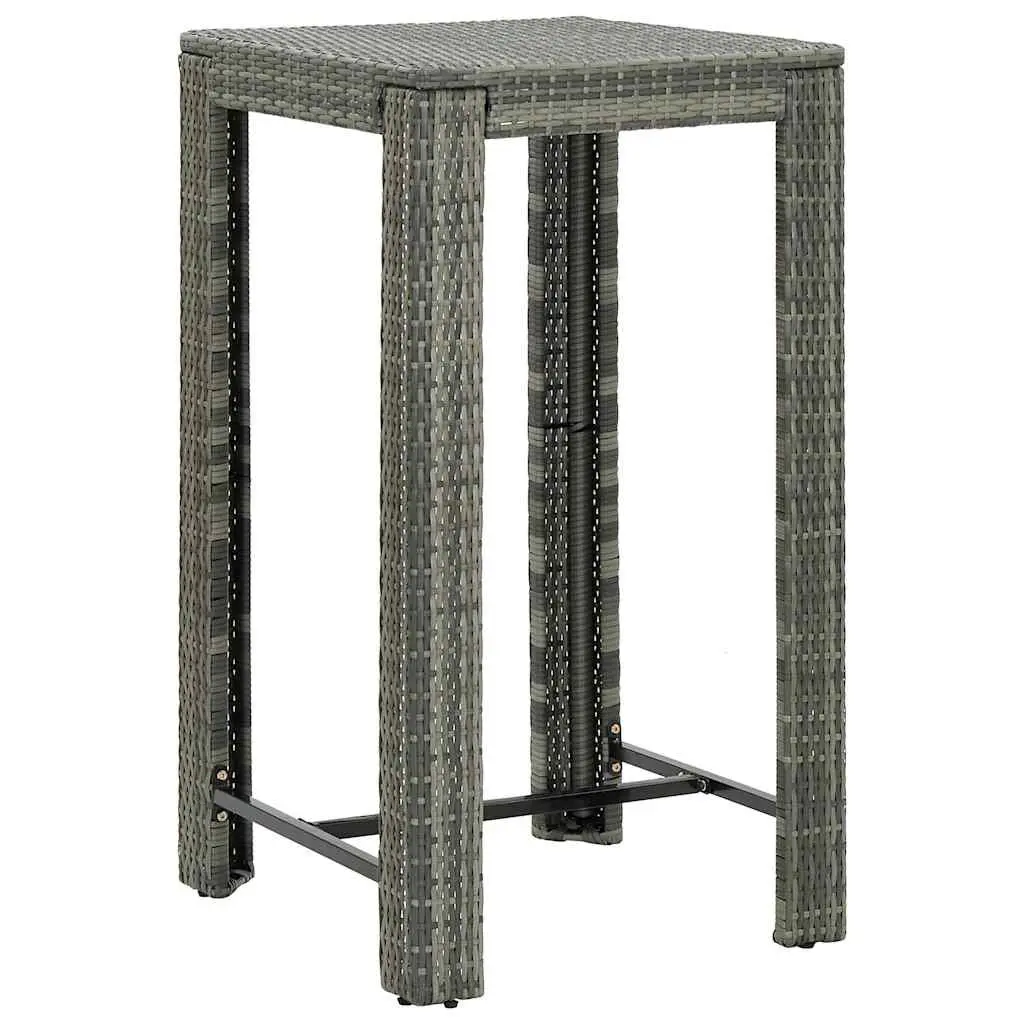 Outdoor Bar Set Garden Patio 5 Piece Grey Poly Rattan