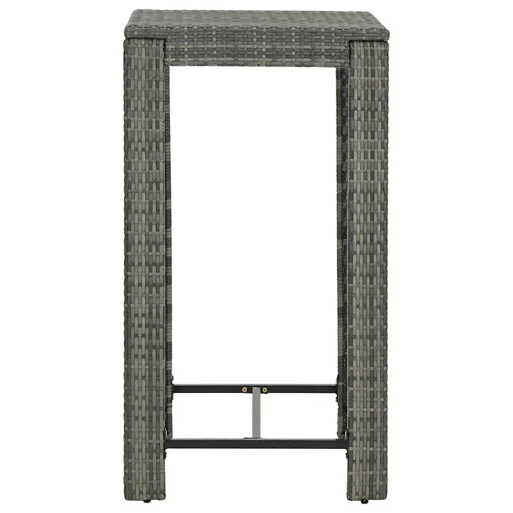 Outdoor Bar Set Garden Patio 5 Piece Grey Poly Rattan