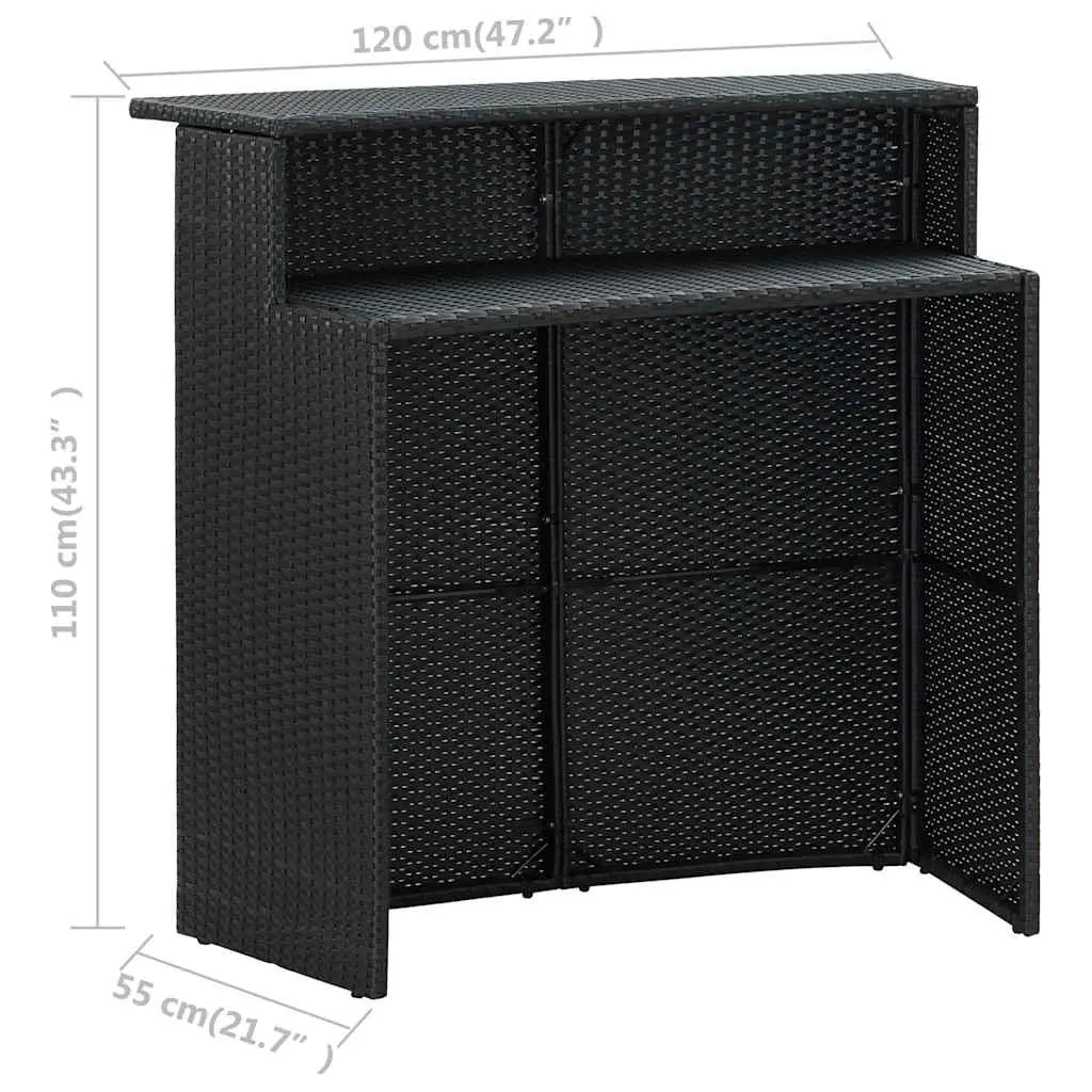 Garden Bar Set Outdoor Patio Furniture 4 Piece Black