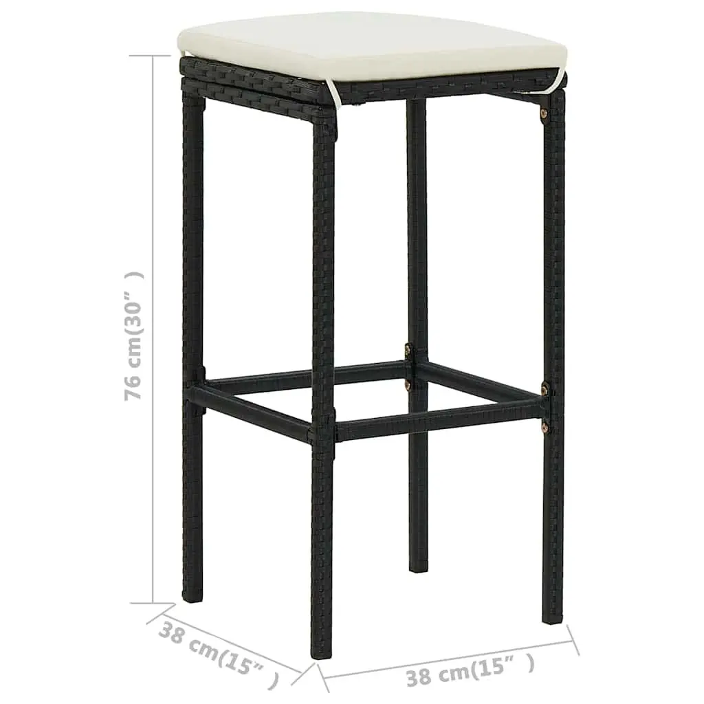 Garden Bar Set Outdoor Patio Furniture 4 Piece Black