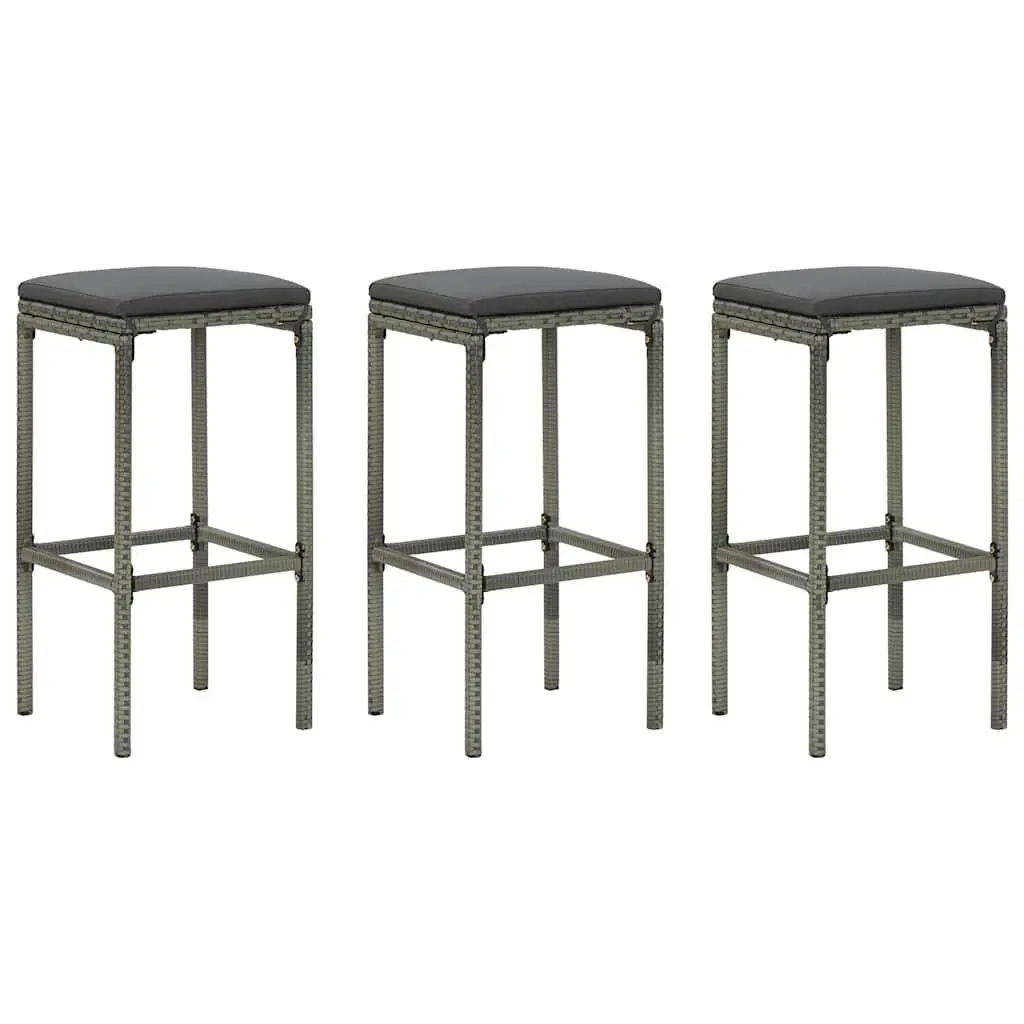 Garden Bar Set Outdoor Patio Furniture 4 Piece Grey Rattan Stools