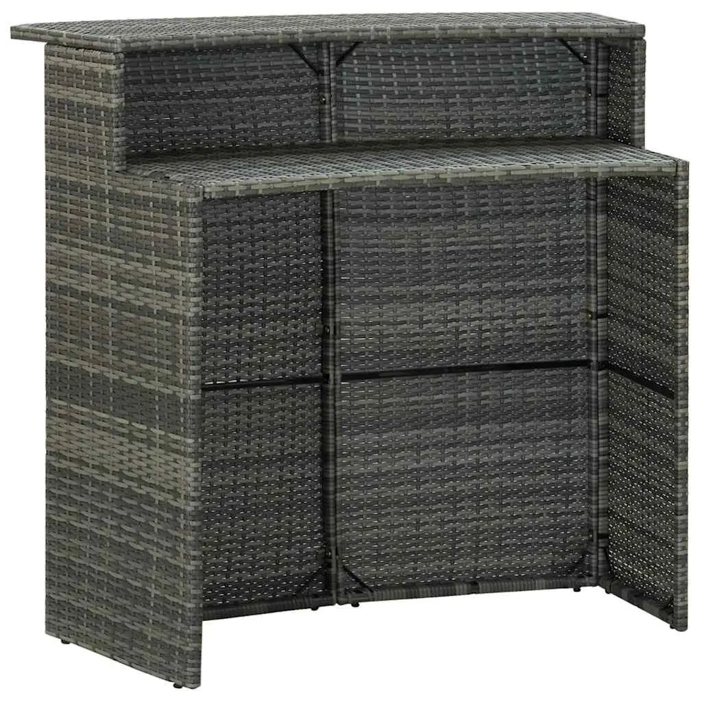 Garden Bar Set Outdoor Patio Furniture 4 Piece Grey Rattan Stools