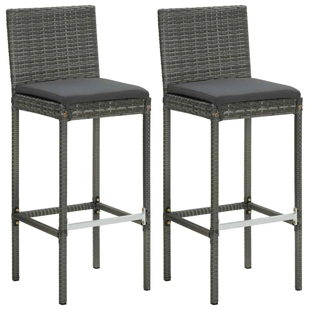 3 Piece Garden Bar Set for Outdoor Patio Grey Rattan