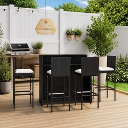 Garden Bar Set: 5 Pieces with Cushions and Steel Frame