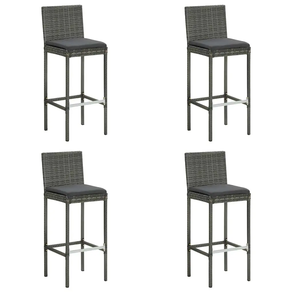 5 Piece Outdoor Garden Bar Set Grey with Cushions Patio Furniture Rattan