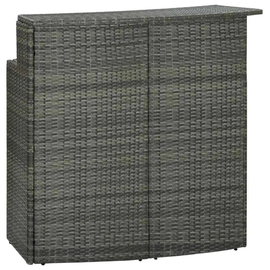 5 Piece Outdoor Garden Bar Set Grey with Cushions Patio Furniture Rattan