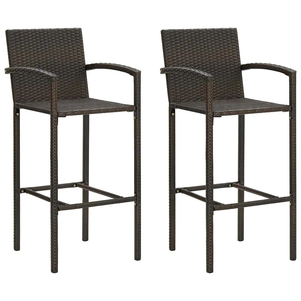 3 Piece Garden Bar Set Outdoor Patio Furniture Brown PE Rattan with Steel Frame