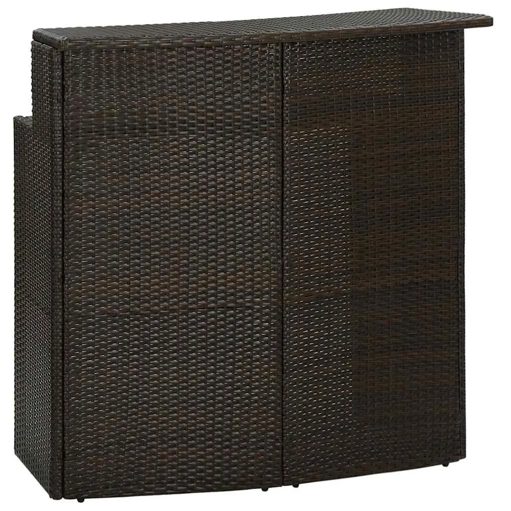 3 Piece Garden Bar Set Outdoor Patio Furniture Brown PE Rattan with Steel Frame