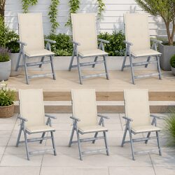 Specifications for 6 Grey Reclining Garden Chairs Set