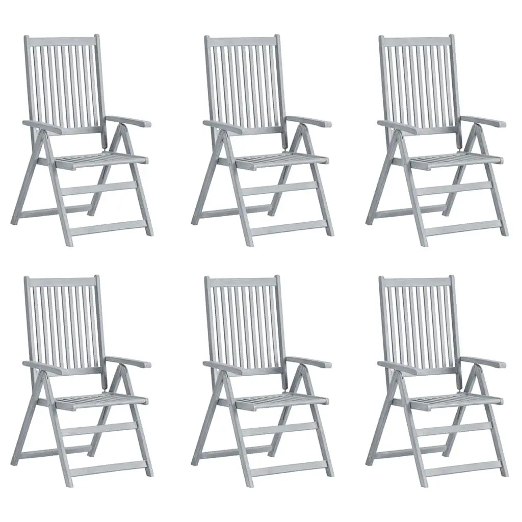 6 Grey Reclining Garden Chairs Set