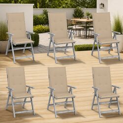 Outdoor Reclining Chairs Set 6 pcs Garden Armchairs with Cushions Acacia Wood