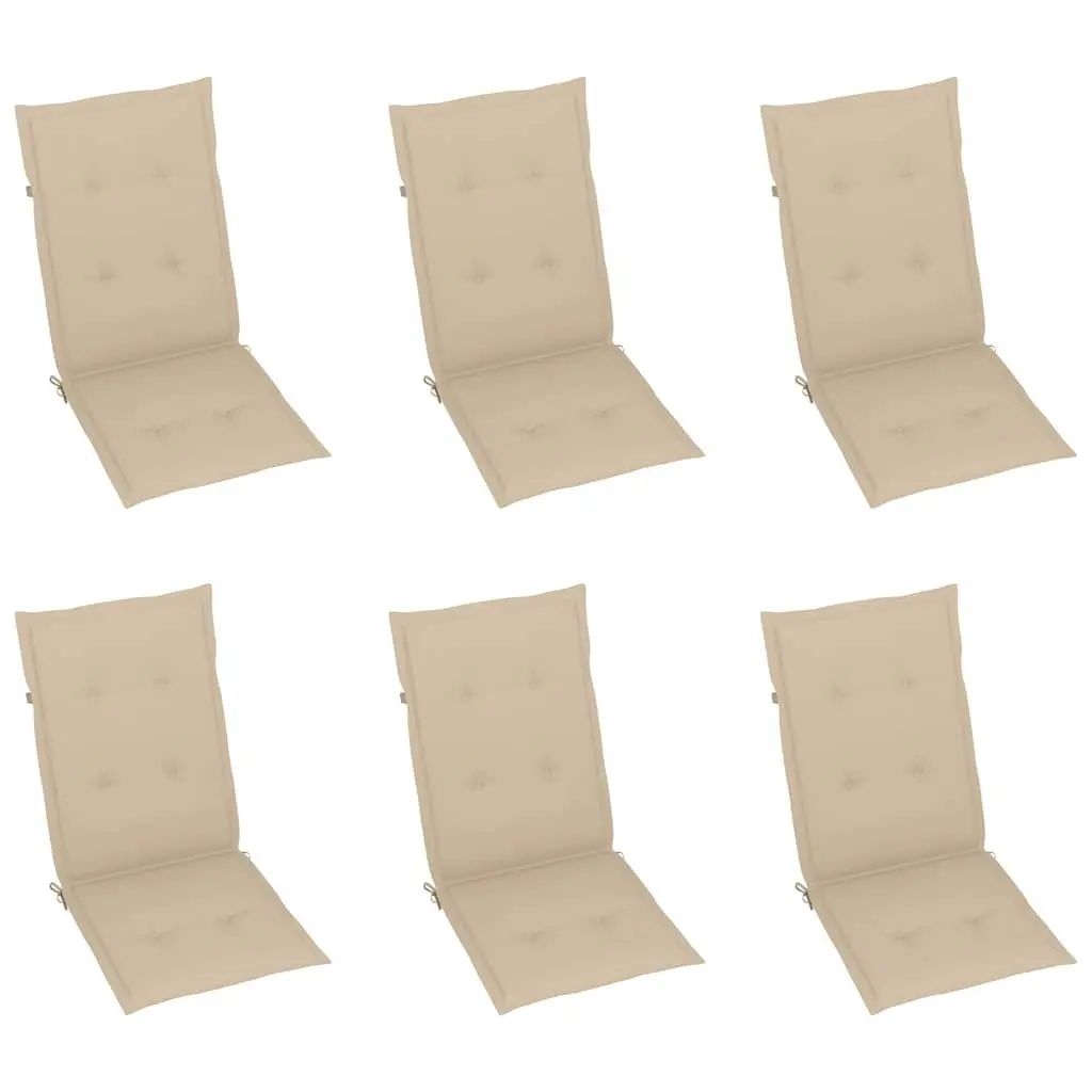 Outdoor Reclining Chairs Set 6 pcs Garden Armchairs with Cushions Acacia Wood
