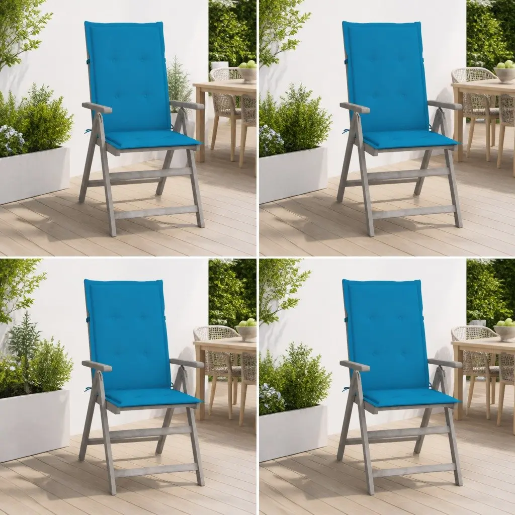 Outdoor Reclining Chairs Garden 4 Piece Set Acacia Wood with Cushions