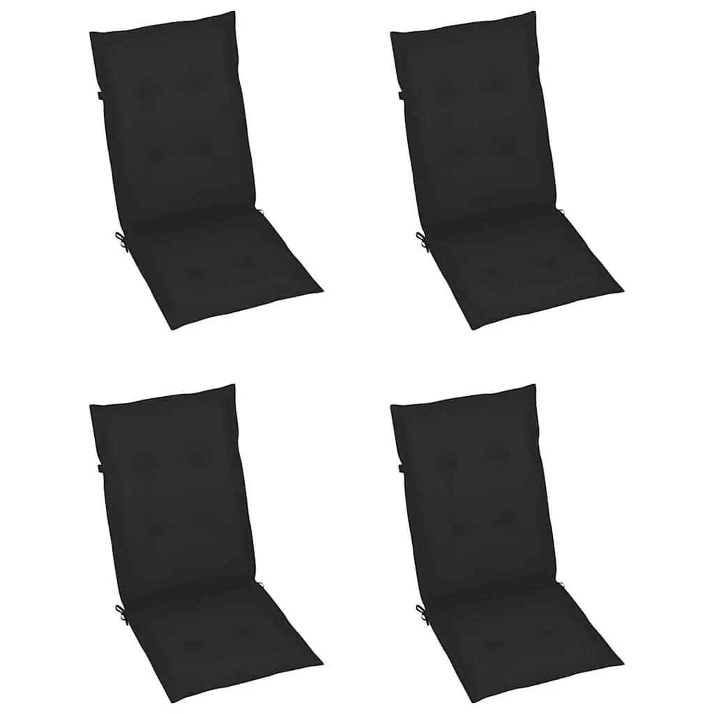 4 Piece Outdoor Garden Armchairs Set with Cushions Adjustable Backrest Solid Acacia Wood