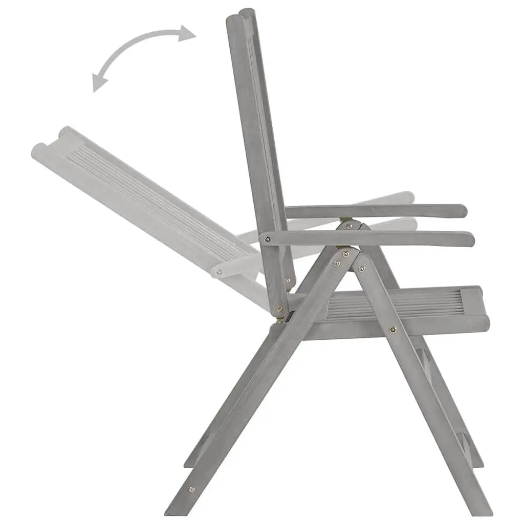 4 Piece Outdoor Garden Armchairs Set with Cushions Adjustable Backrest Solid Acacia Wood