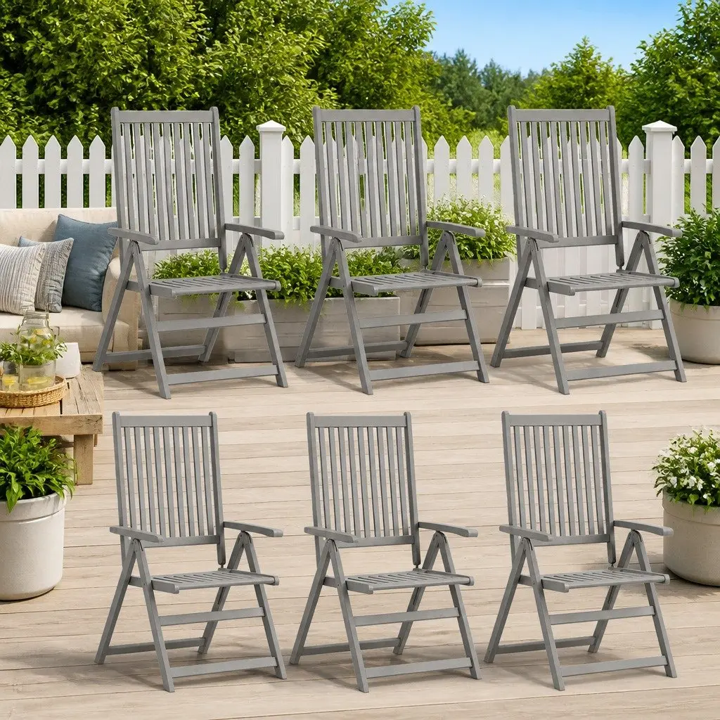 Outdoor Reclining Chairs Set 6 Piece Garden Armchairs Adjustable Backrest