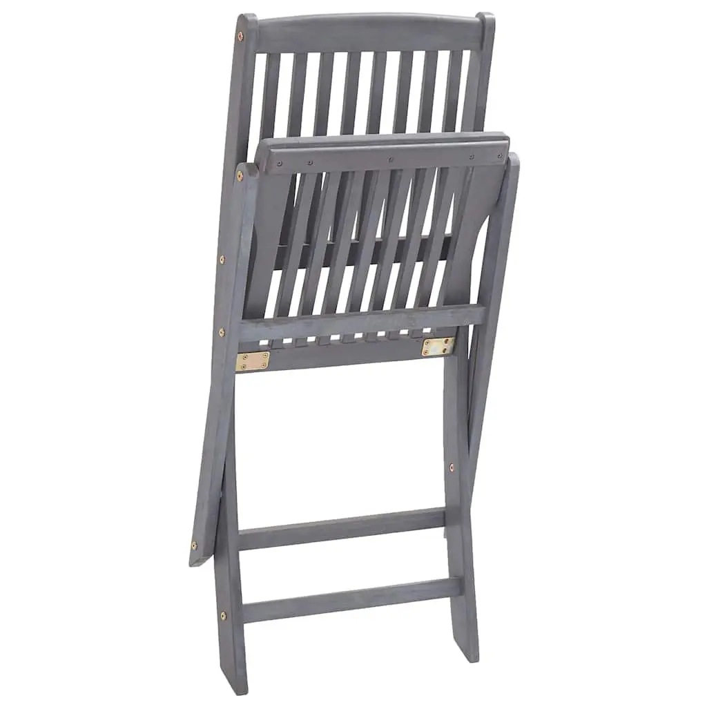 Folding Dining Chairs Set for Garden Patio 6 Piece Grey Wooden