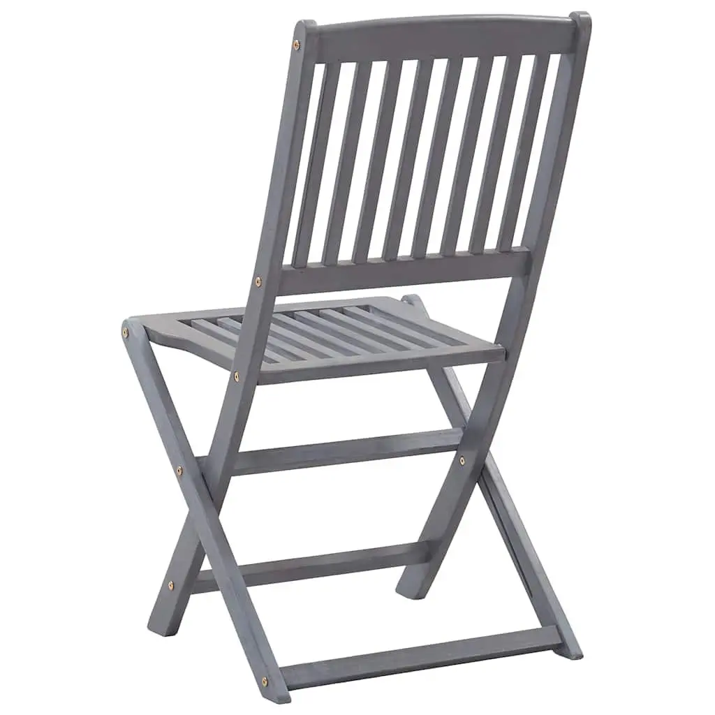 Folding Dining Chairs Set for Garden Patio 6 Piece Grey Wooden