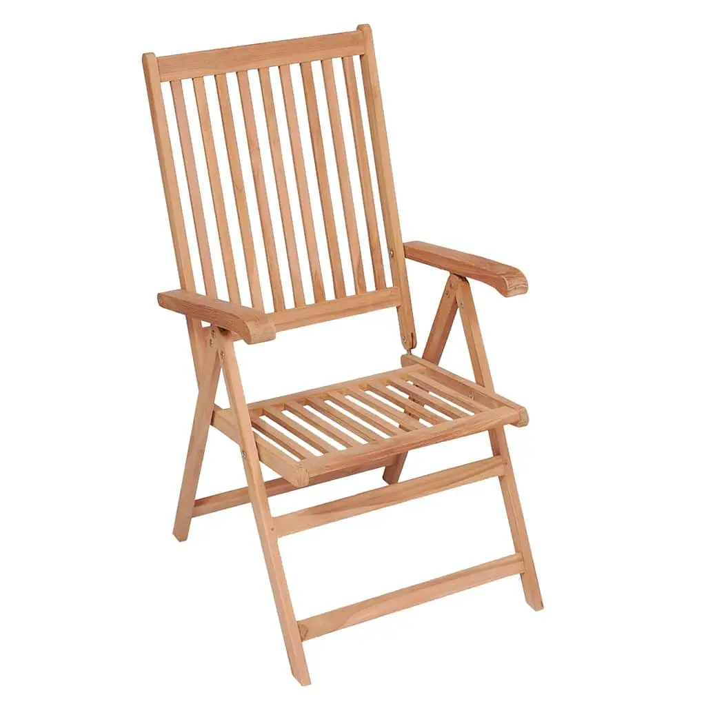 Reclining Garden Chairs Set for Outdoor Use 6 Piece Brown Teak Wood