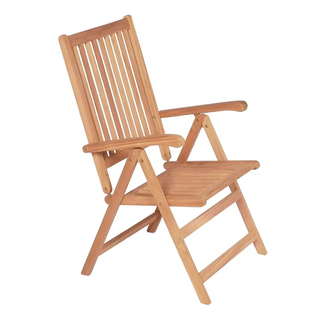 Reclining Garden Chairs Set for Outdoor Use 6 Piece Brown Teak Wood