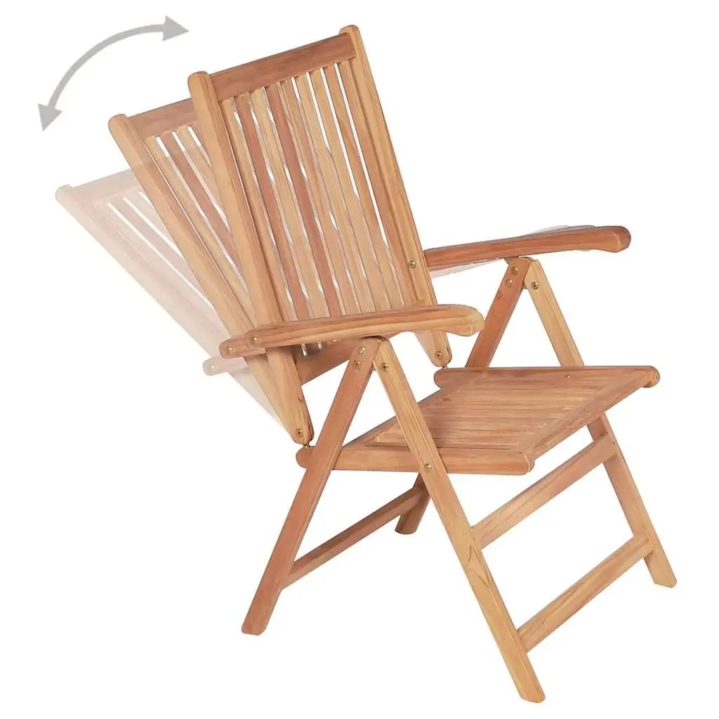Reclining Garden Chairs Set for Outdoor Use 6 Piece Brown Teak Wood