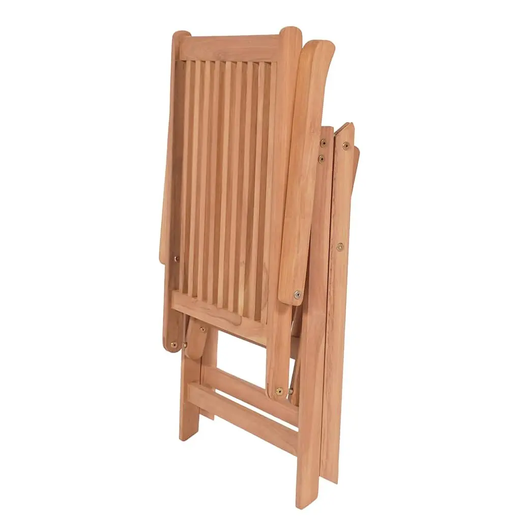 Reclining Garden Chairs Set for Outdoor Use 6 Piece Brown Teak Wood