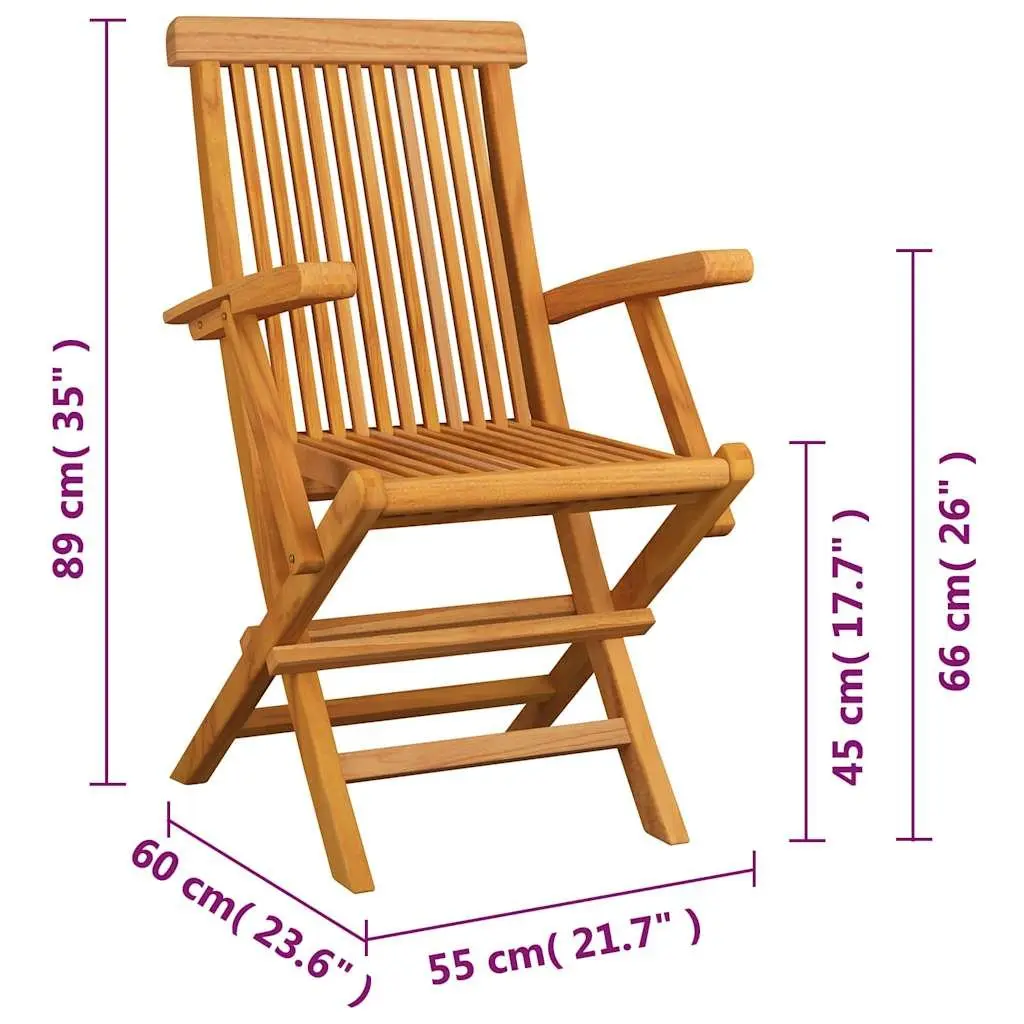 Folding Garden Chairs Outdoor Patio Teak Wood Lightweight 4 Piece Set