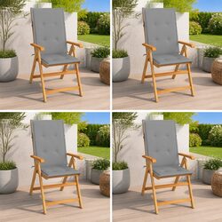 Teak Wood Outdoor Chairs Set: 4 Lightweight Chairs with Cushions