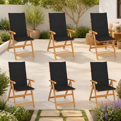 Specifications of 6-Piece Solid Teak Garden Chairs with Cushions