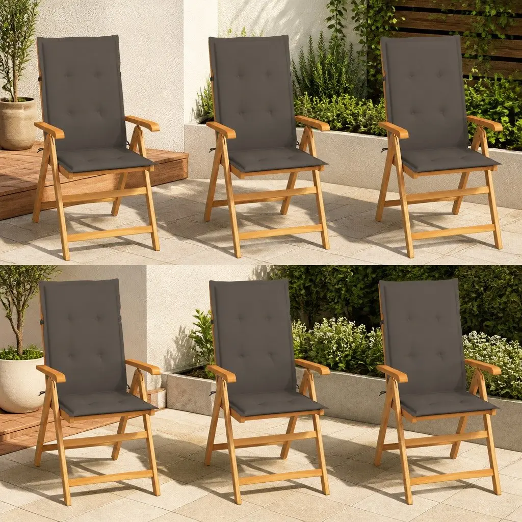 6 Teak Wood Outdoor Chairs with Cushions