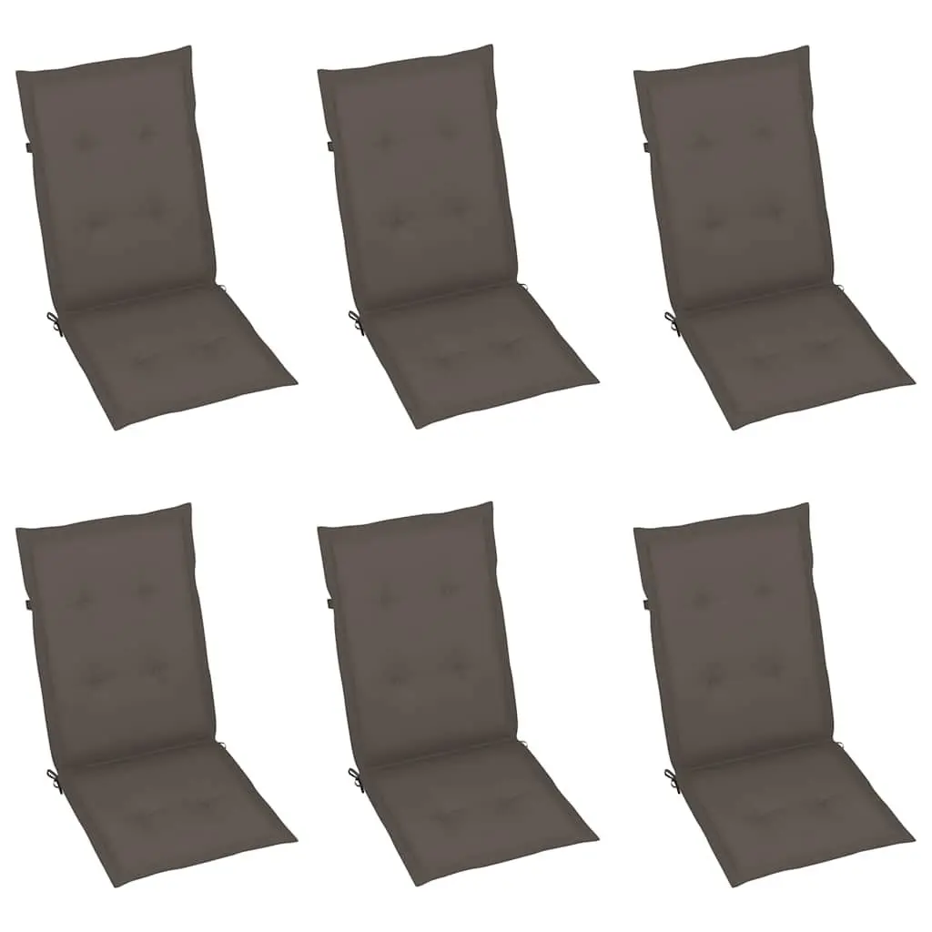 6 Teak Wood Outdoor Chairs with Cushions