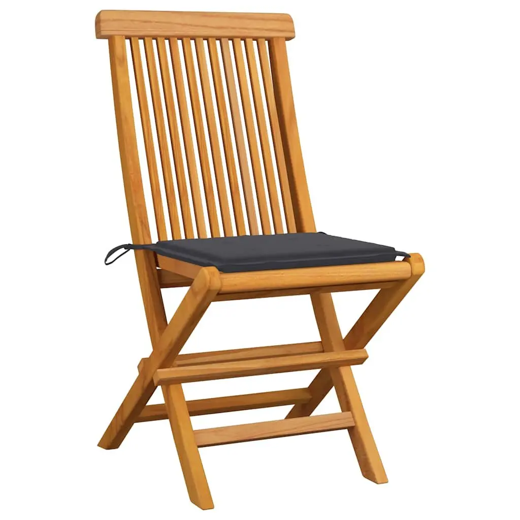 Folding Garden Chairs Set of 6 Outdoor Use Solid Teak Wood with Cushions