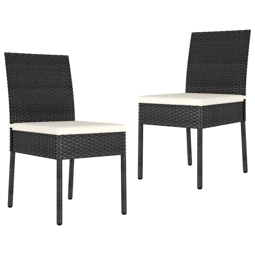 3 Piece Outdoor Garden Dining Set Patio Furniture Black Poly Rattan Table Chairs