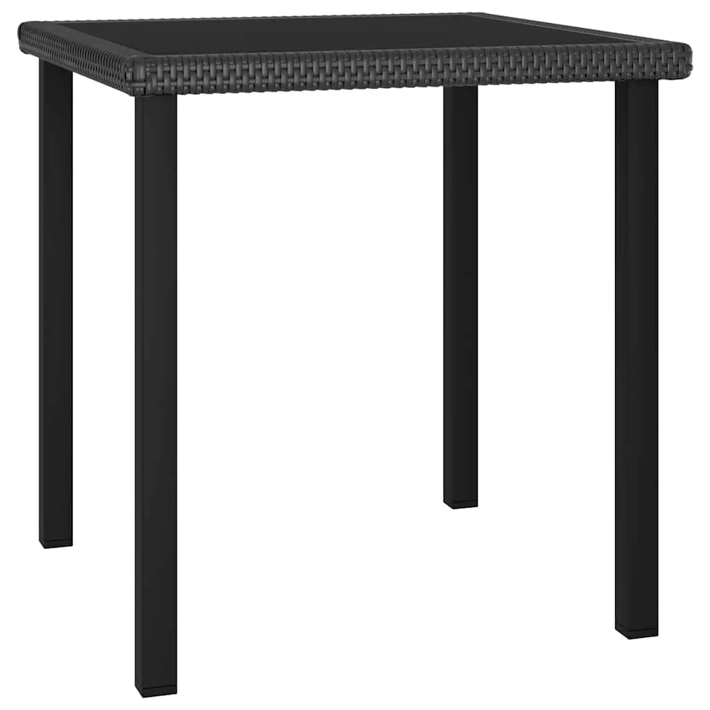 3 Piece Garden Dining Set Outdoor Use Black Poly Rattan