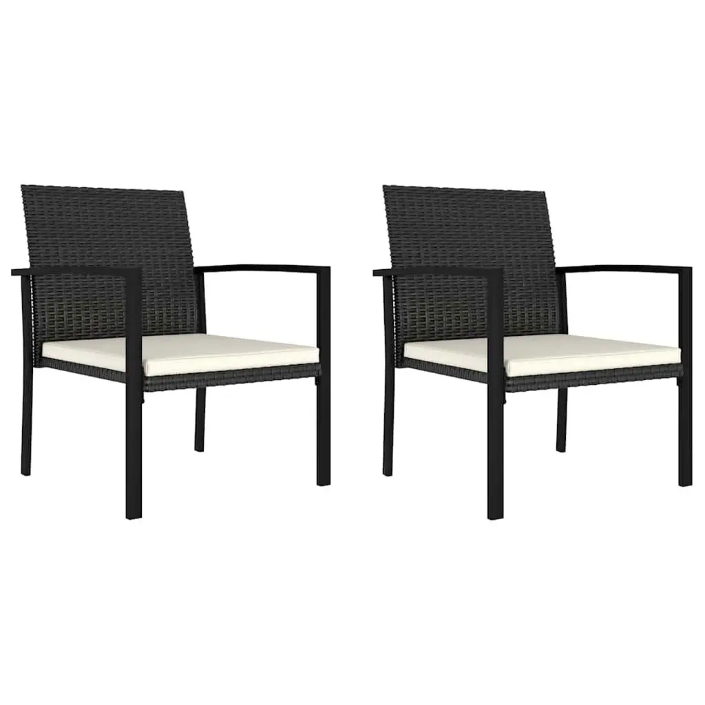 3 Piece Garden Dining Set Outdoor Use Black Poly Rattan