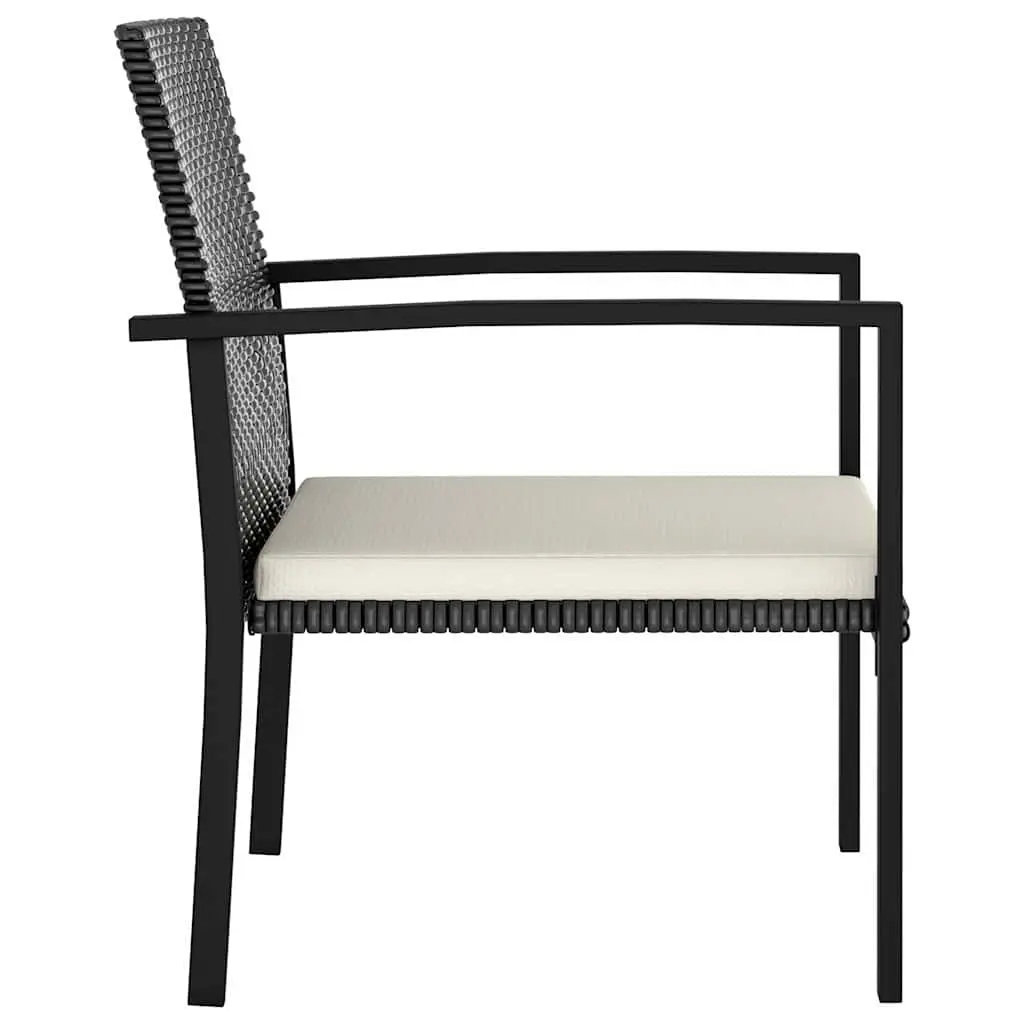 3 Piece Garden Dining Set Outdoor Use Black Poly Rattan