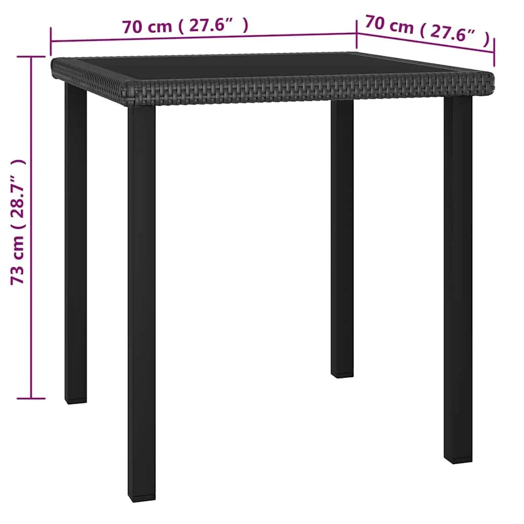3 Piece Garden Dining Set Outdoor Use Black Poly Rattan