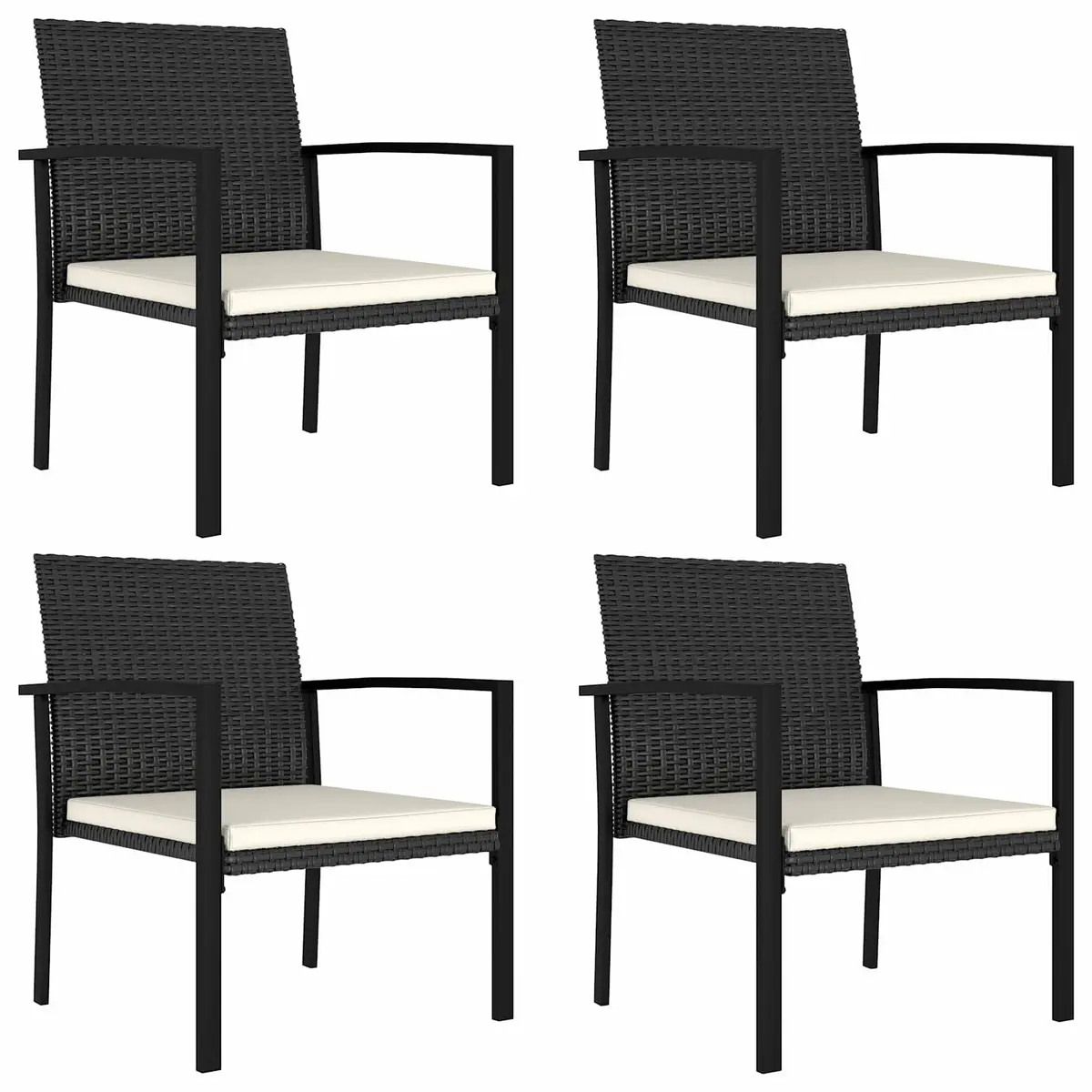 5 Piece Garden Dining Set Outdoor Patio Table Chairs Black PE Rattan Steel Frame
