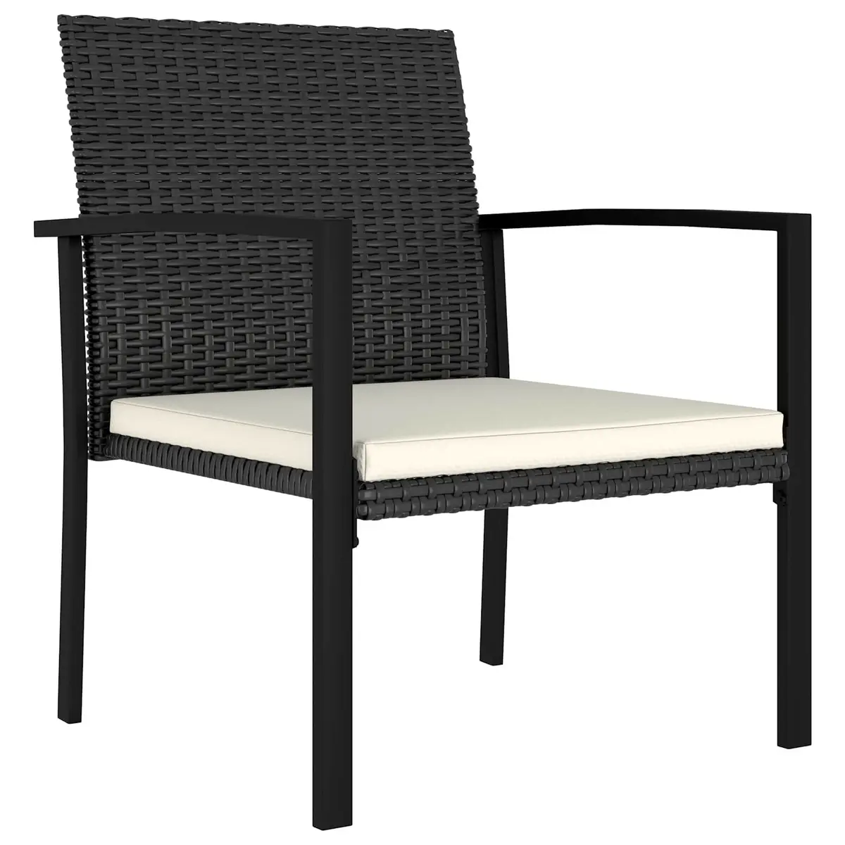 5 Piece Garden Dining Set Outdoor Patio Table Chairs Black PE Rattan Steel Frame