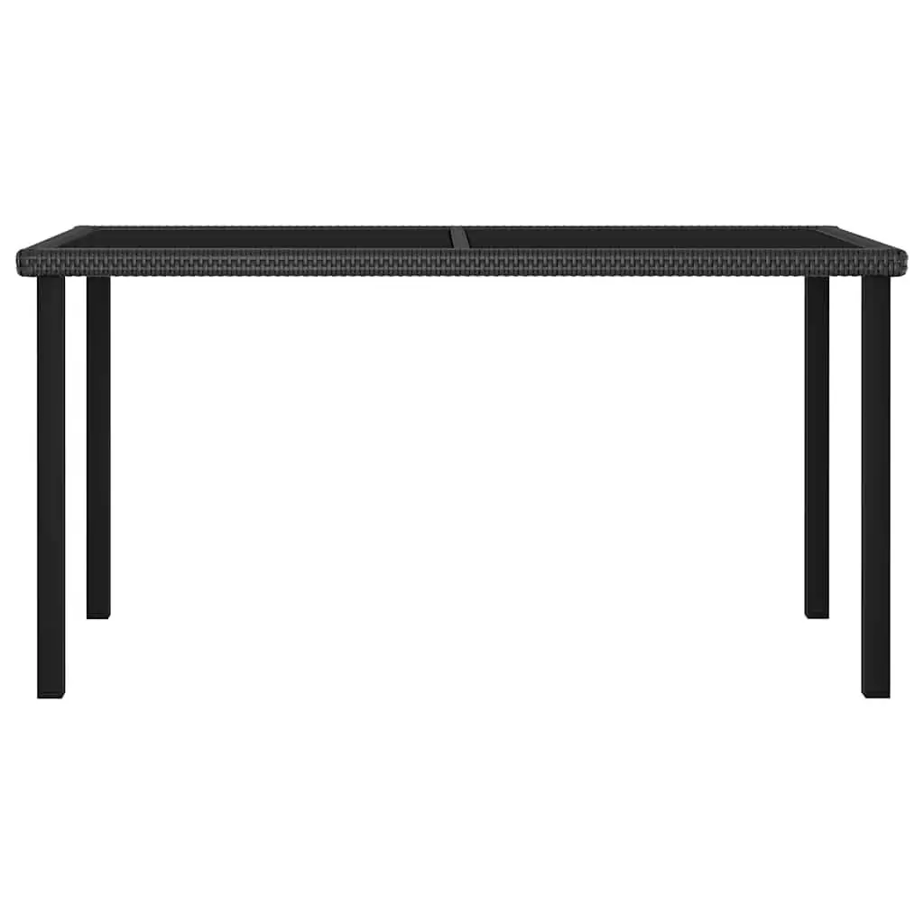 5 Piece Outdoor Garden Dining Set Black Poly Rattan Table Chairs Patio Furniture