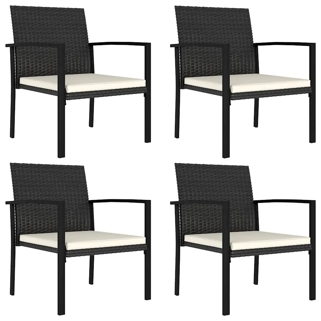 5 Piece Outdoor Garden Dining Set Black Poly Rattan Table Chairs Patio Furniture