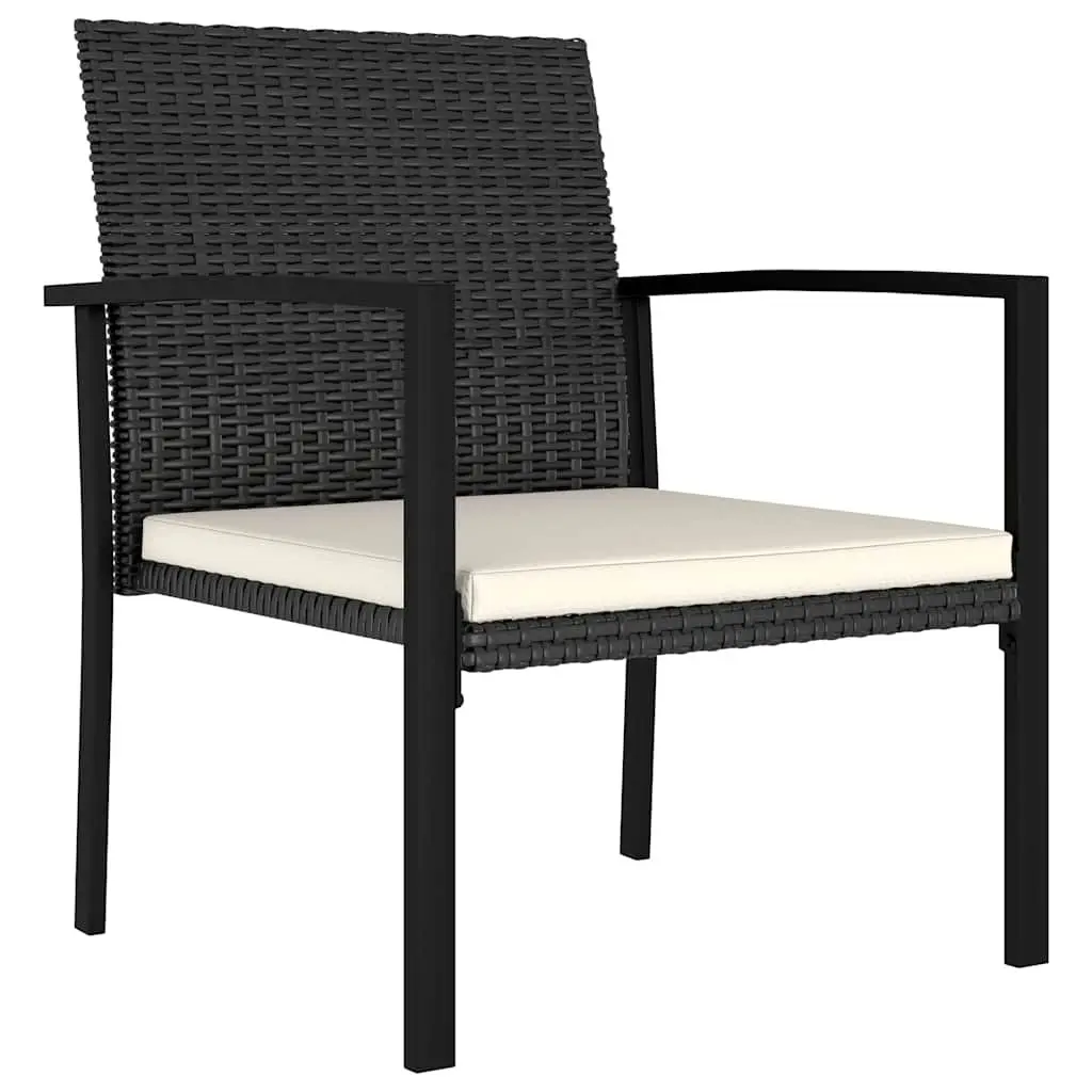 5 Piece Outdoor Garden Dining Set Black Poly Rattan Table Chairs Patio Furniture