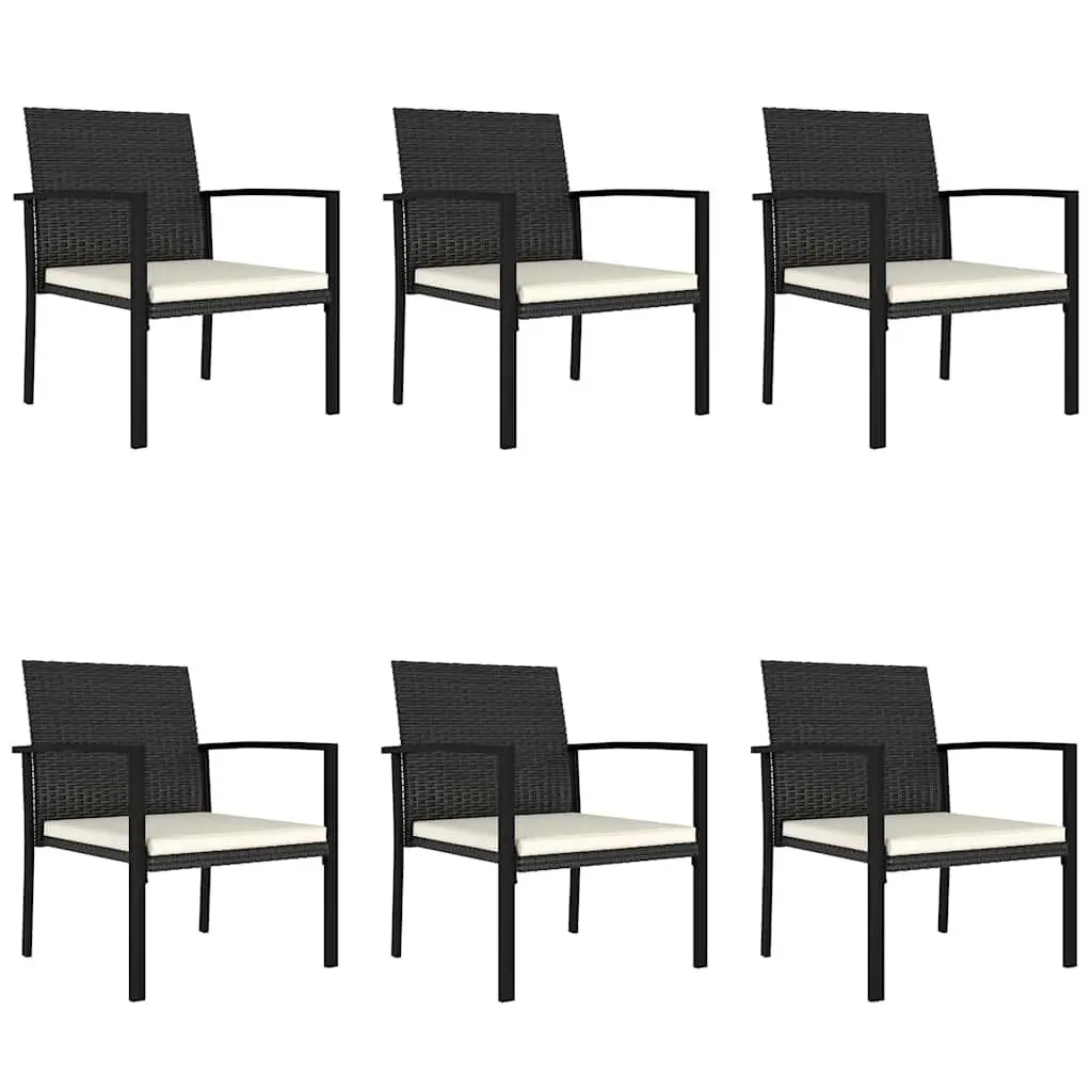 Garden Dining Set 7 Piece Black Rattan Steel Frame Patio Chairs