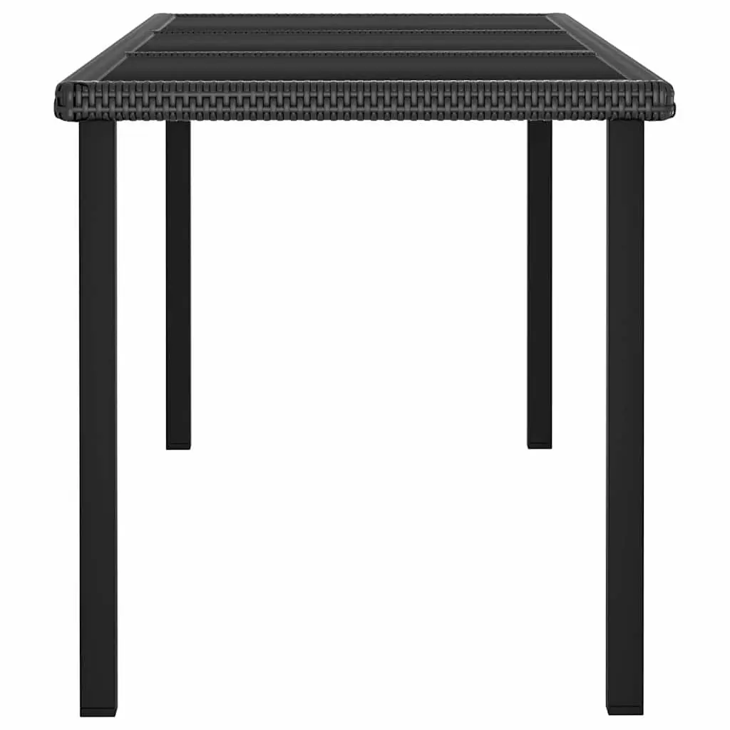 Garden Dining Set 7 Piece Black Rattan Steel Frame Patio Chairs