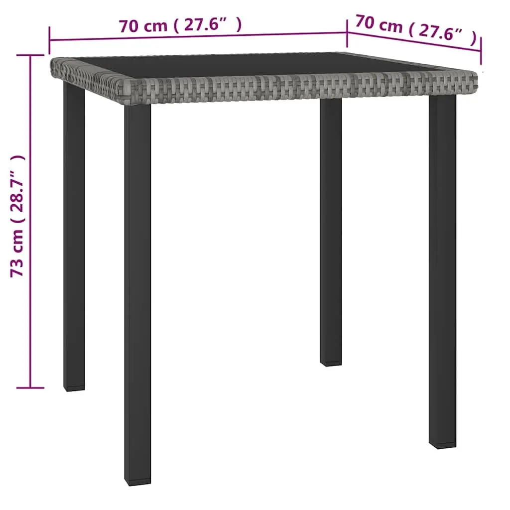Garden Dining Set 3 Piece Outdoor Furniture Table Chairs Grey Rattan Patio