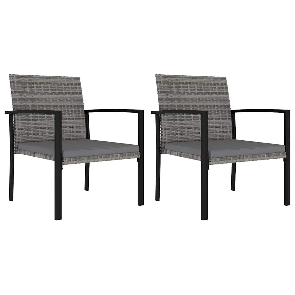 Garden Dining Set 3 Piece Outdoor Furniture Table Chairs Grey Rattan Patio