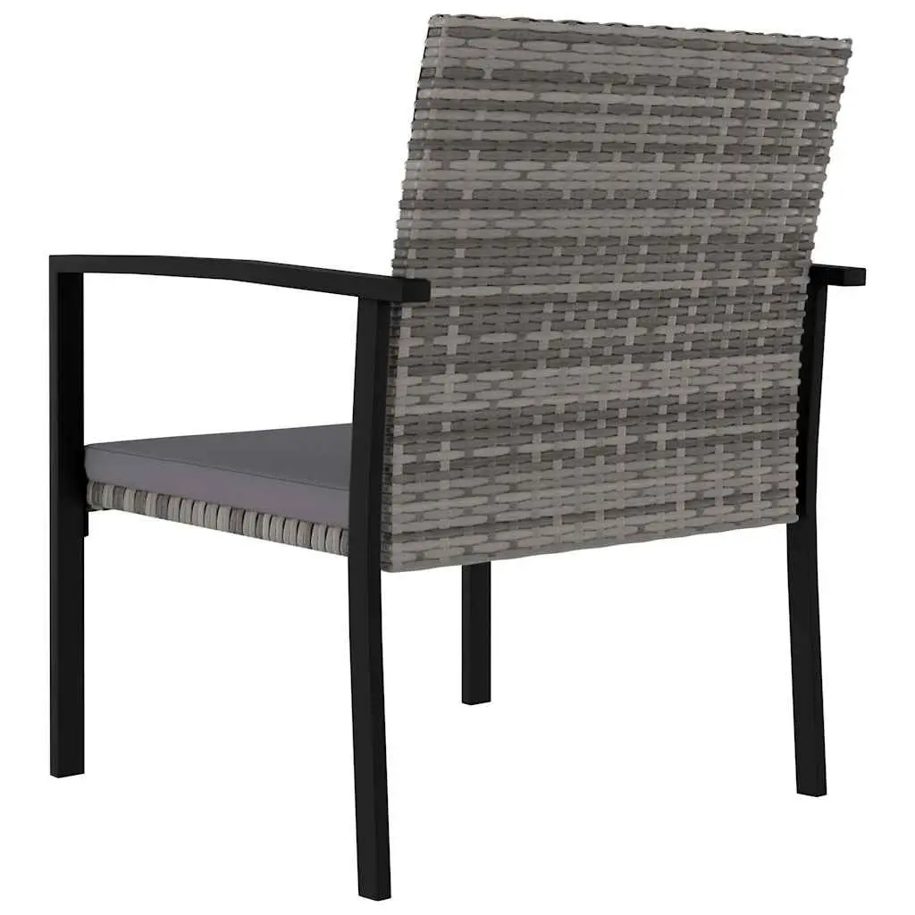 Garden Dining Set 3 Piece Outdoor Furniture Table Chairs Grey Rattan Patio